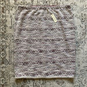 Max Studio Burgundy Tweed Embroidered Trim Pencil Skirt Size XL